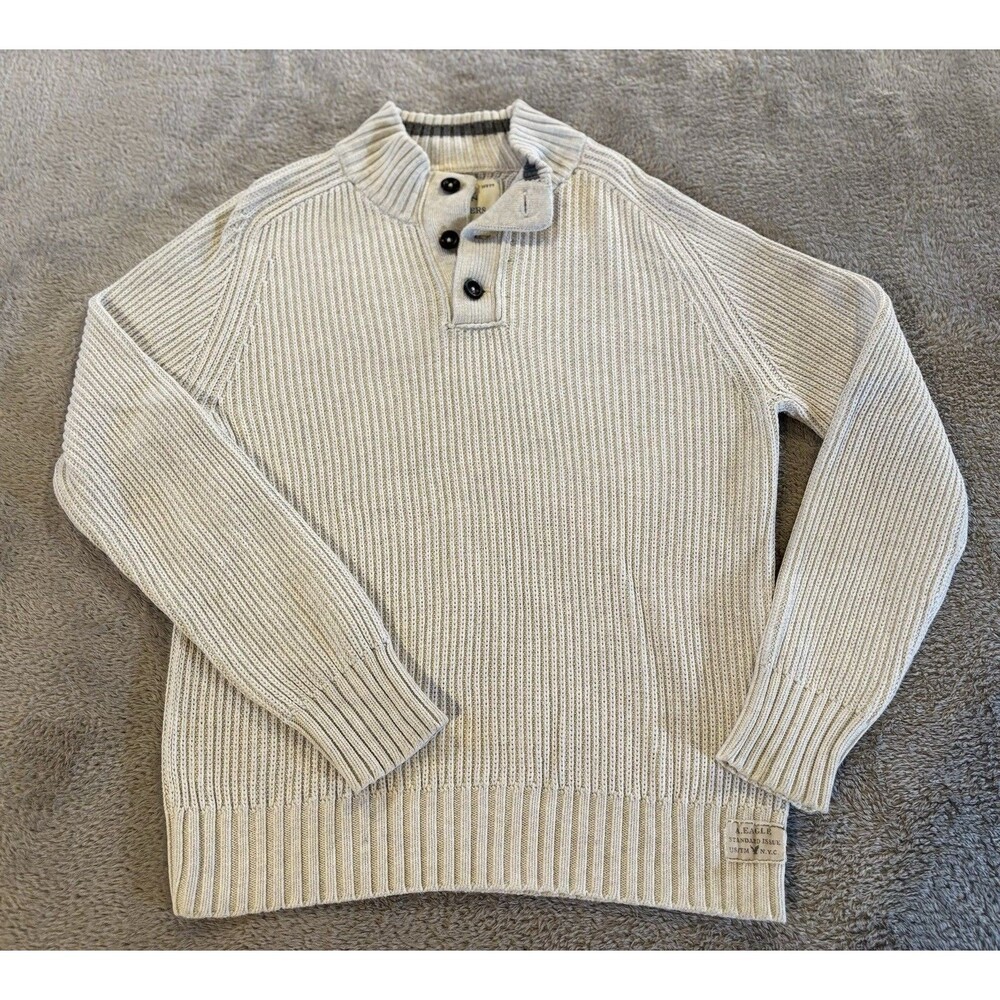 Y2K American Eagle Outfitters White Shawl Collar Knit Sweater Size L